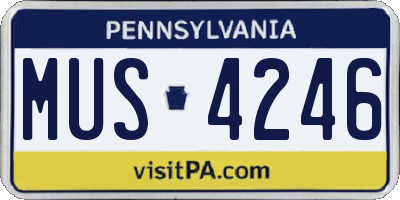 PA license plate MUS4246
