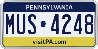 PA license plate MUS4248