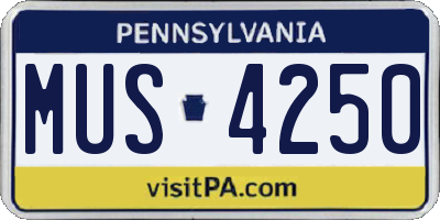 PA license plate MUS4250