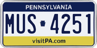 PA license plate MUS4251