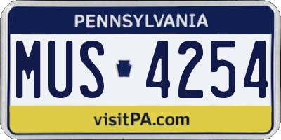 PA license plate MUS4254