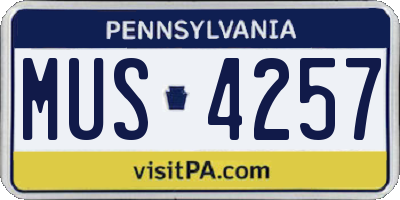 PA license plate MUS4257