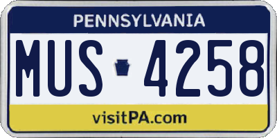 PA license plate MUS4258