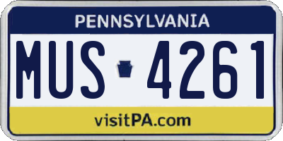 PA license plate MUS4261