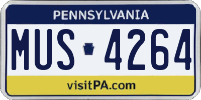 PA license plate MUS4264