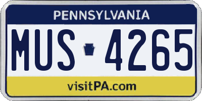 PA license plate MUS4265