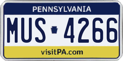 PA license plate MUS4266