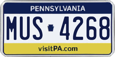 PA license plate MUS4268