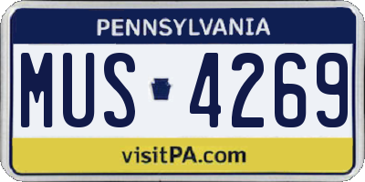 PA license plate MUS4269