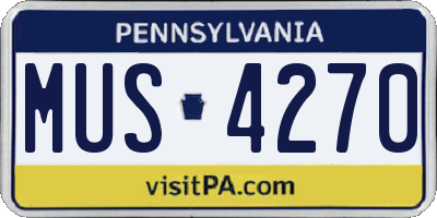 PA license plate MUS4270