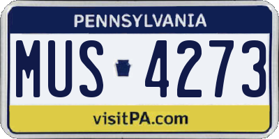 PA license plate MUS4273