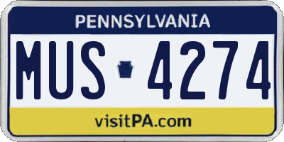 PA license plate MUS4274