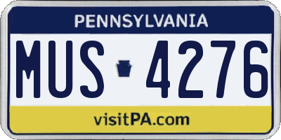 PA license plate MUS4276