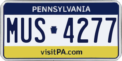 PA license plate MUS4277