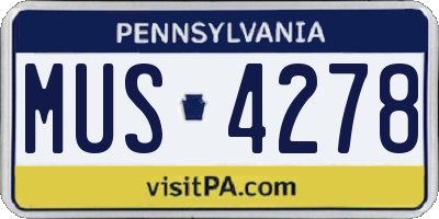 PA license plate MUS4278