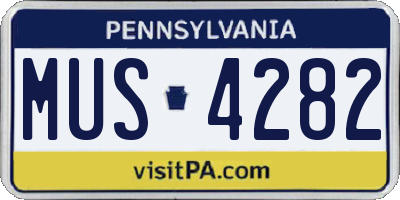 PA license plate MUS4282