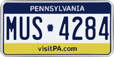 PA license plate MUS4284