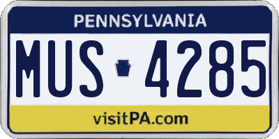 PA license plate MUS4285