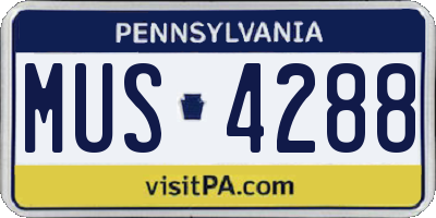 PA license plate MUS4288