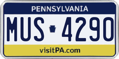 PA license plate MUS4290