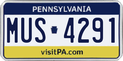 PA license plate MUS4291