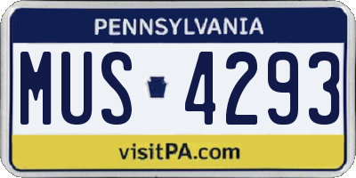 PA license plate MUS4293