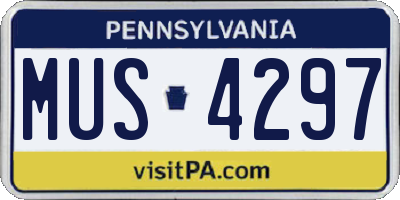 PA license plate MUS4297