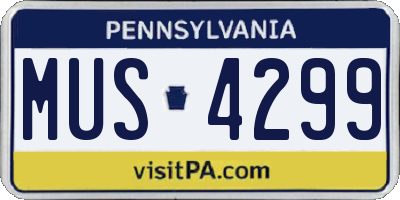 PA license plate MUS4299