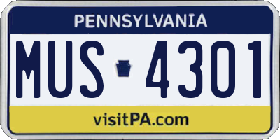 PA license plate MUS4301