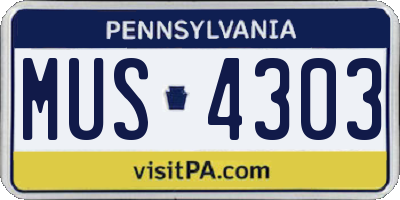 PA license plate MUS4303