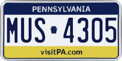 PA license plate MUS4305