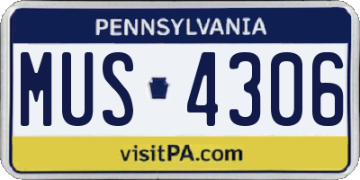 PA license plate MUS4306