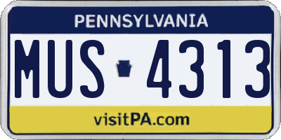PA license plate MUS4313