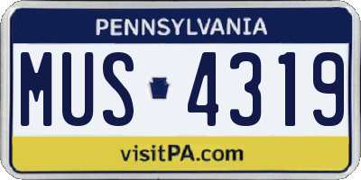 PA license plate MUS4319