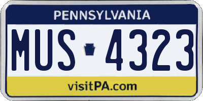 PA license plate MUS4323