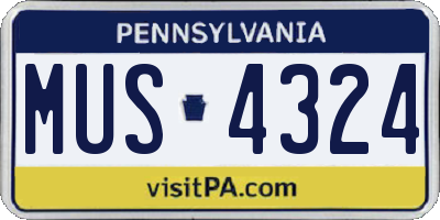 PA license plate MUS4324