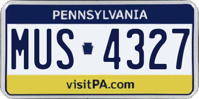 PA license plate MUS4327