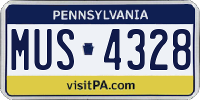 PA license plate MUS4328