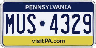 PA license plate MUS4329
