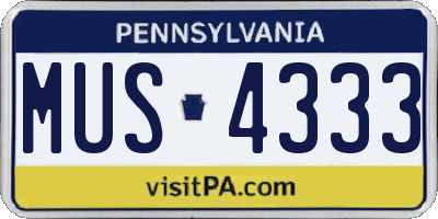 PA license plate MUS4333