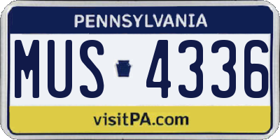 PA license plate MUS4336