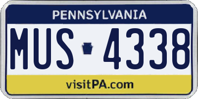 PA license plate MUS4338