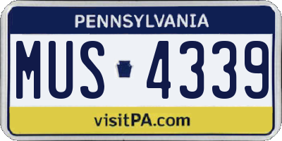PA license plate MUS4339
