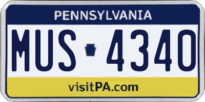 PA license plate MUS4340