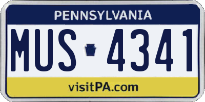 PA license plate MUS4341