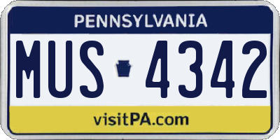 PA license plate MUS4342