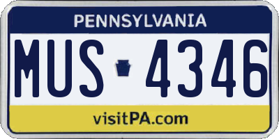 PA license plate MUS4346