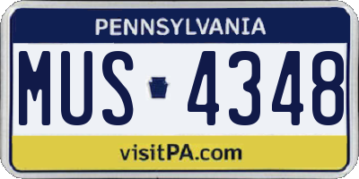 PA license plate MUS4348