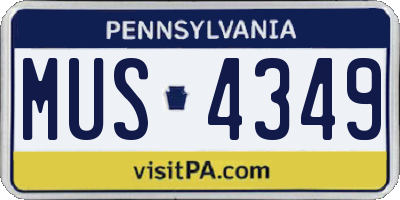 PA license plate MUS4349