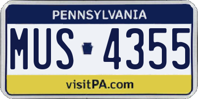 PA license plate MUS4355